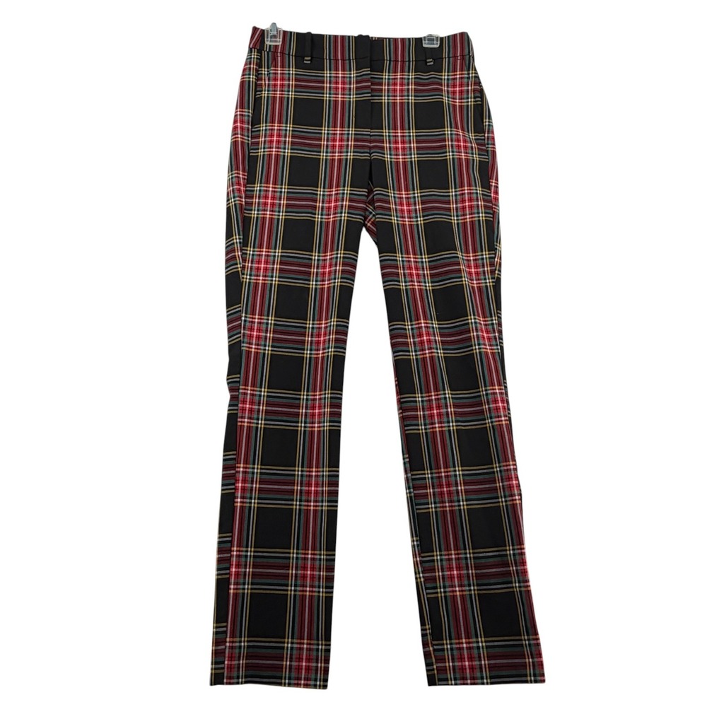 J.Crew Ruby Full-Length Pant Women 4 Black Red Plaid Tartan Holidays Festive